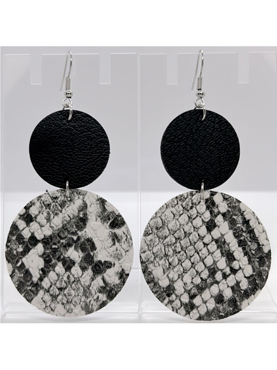 Fashion Jewelry Jewelry - *LAST SET* Faux Leather Double Circle Dangle Earrings Snake Skin Fashion Jewelry